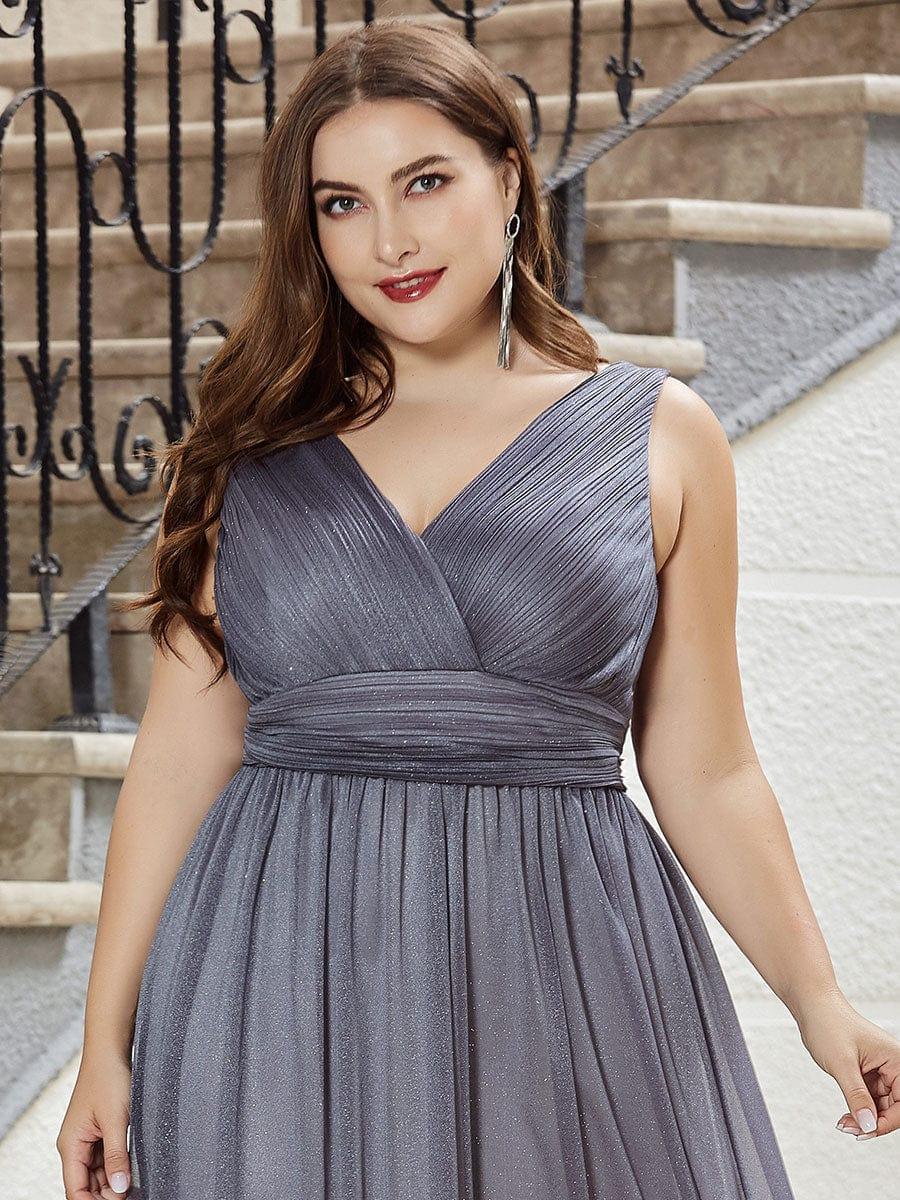 Trendy Plus Size V-Neck Floor-Length Evening Dresses