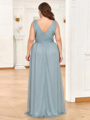 Trendy Plus Size V-Neck Floor-Length Evening Dresses