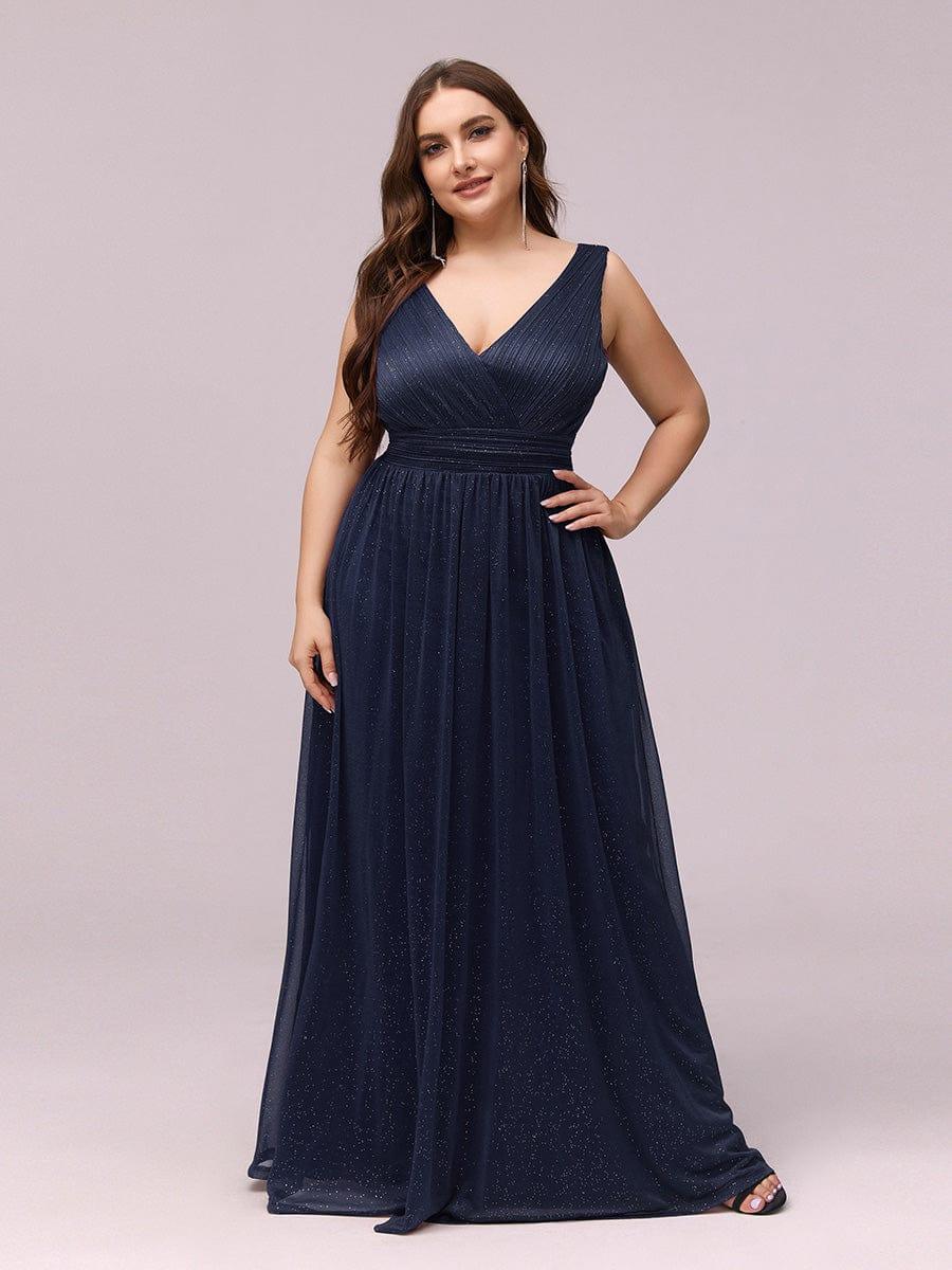 Trendy Plus Size V-Neck Floor-Length Evening Dresses