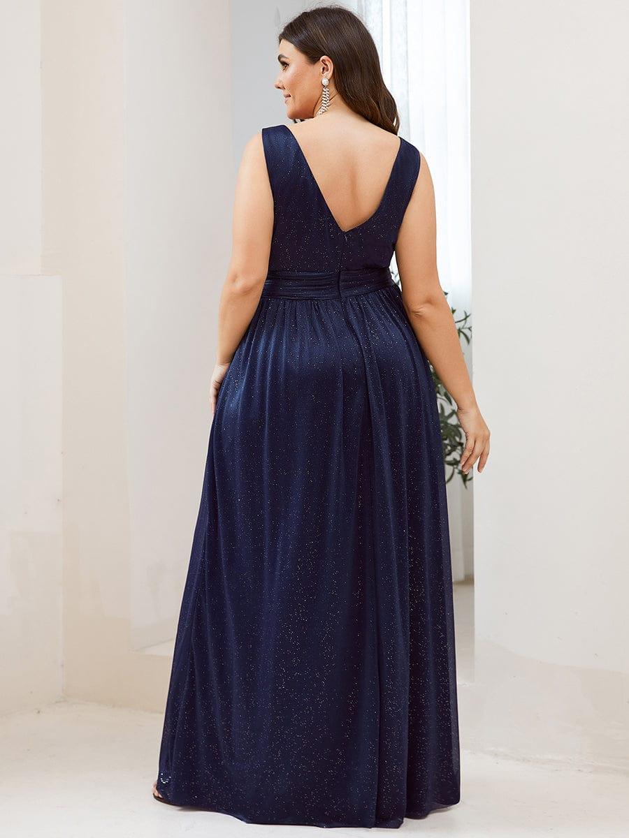 Bold V-Neck Floor-Length A-Line Tulle Evening Dresses for Party