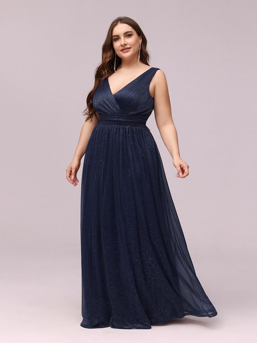 Trendy Plus Size V-Neck Floor-Length Evening Dresses