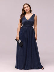 Trendy Plus Size V-Neck Floor-Length Evening Dresses