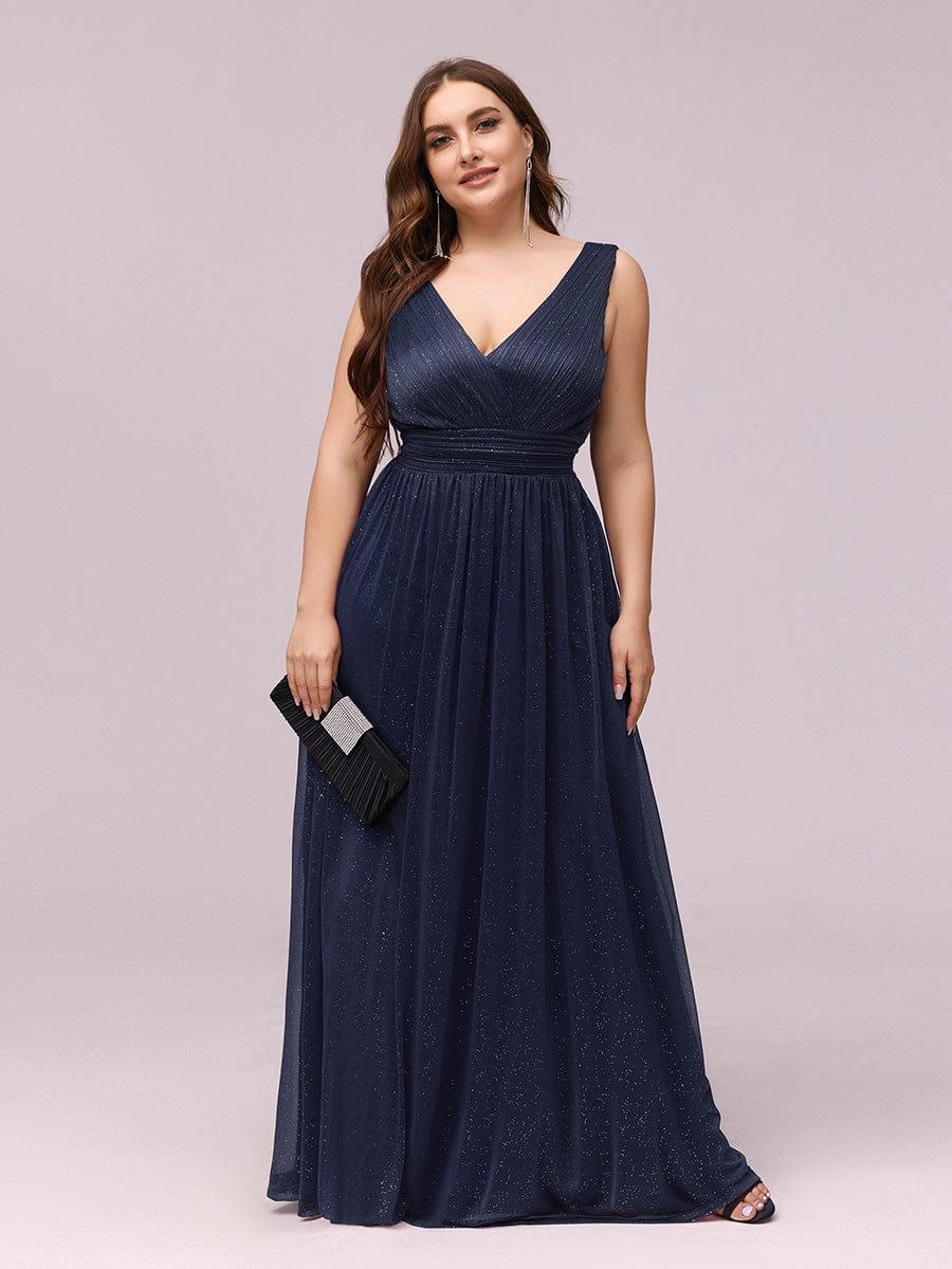 Trendy Plus Size V-Neck Floor-Length Evening Dresses