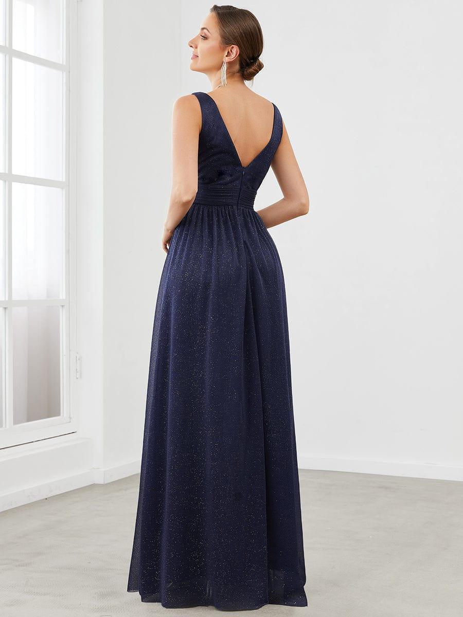 Bold V-Neck Floor-Length A-Line Tulle Evening Dresses for Party