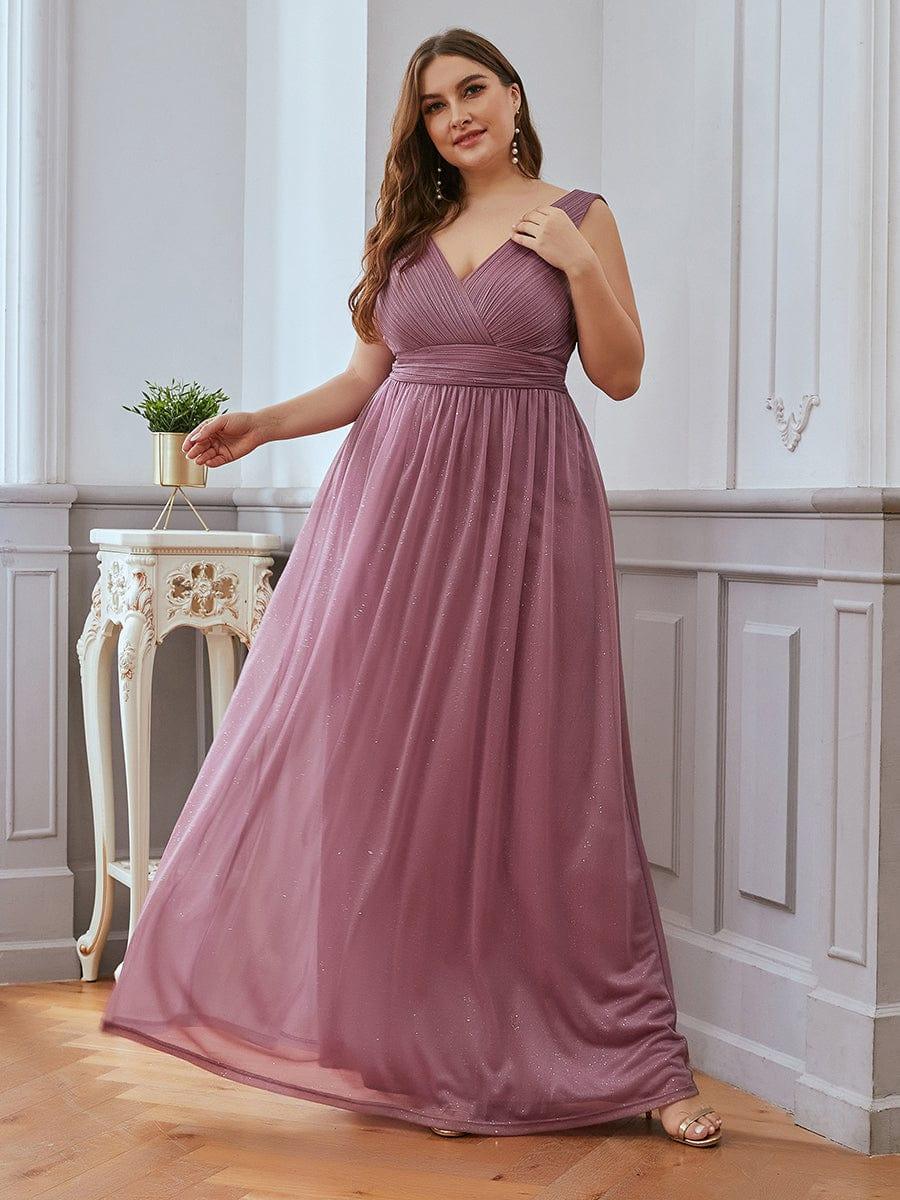 Trendy Plus Size V-Neck Floor-Length Evening Dresses