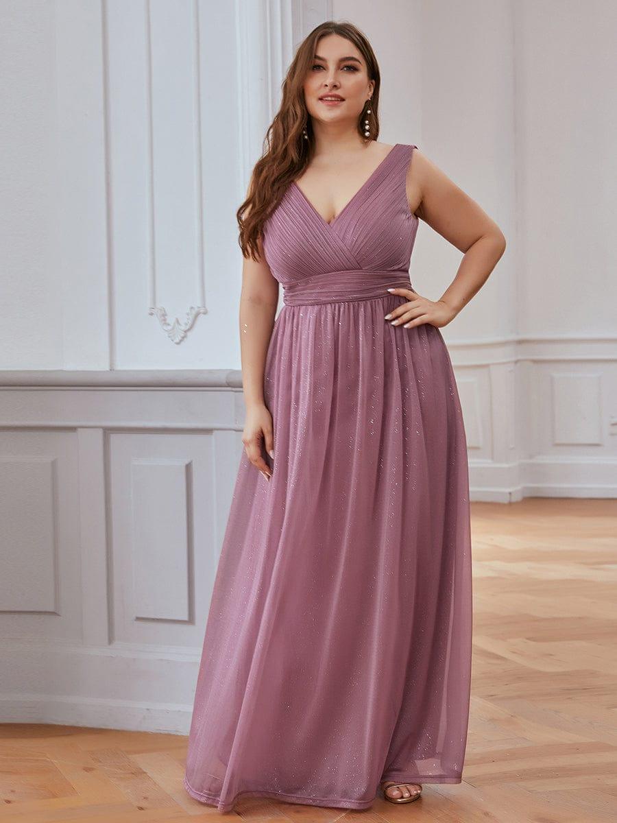 Trendy Plus Size V-Neck Floor-Length Evening Dresses