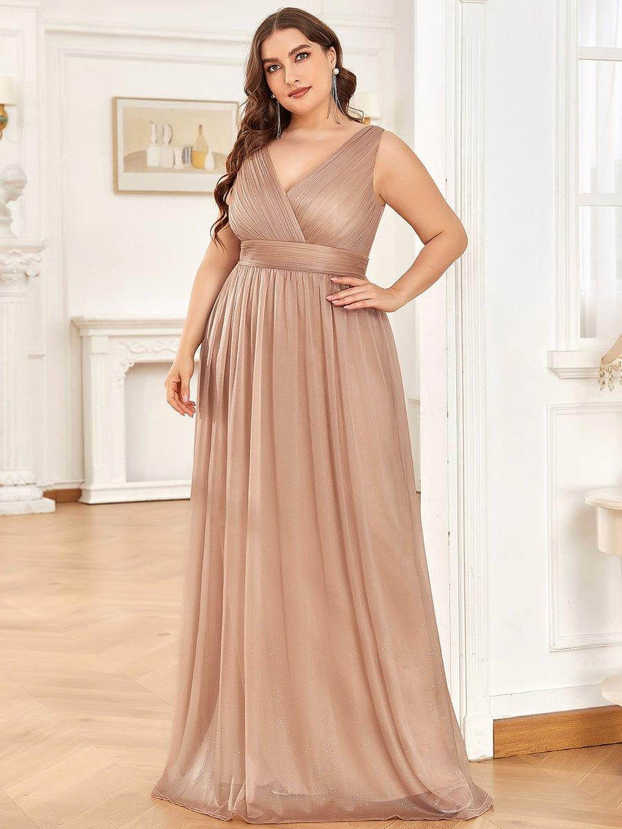 Trendy Plus Size V-Neck Floor-Length Evening Dresses