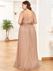 Trendy Plus Size V-Neck Floor-Length Evening Dresses