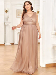 Trendy Plus Size V-Neck Floor-Length Evening Dresses