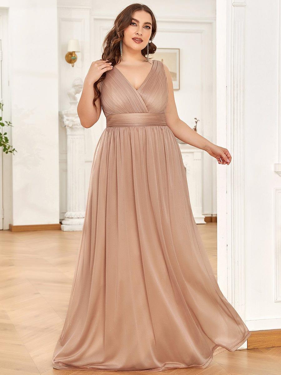 Trendy Plus Size V-Neck Floor-Length Evening Dresses