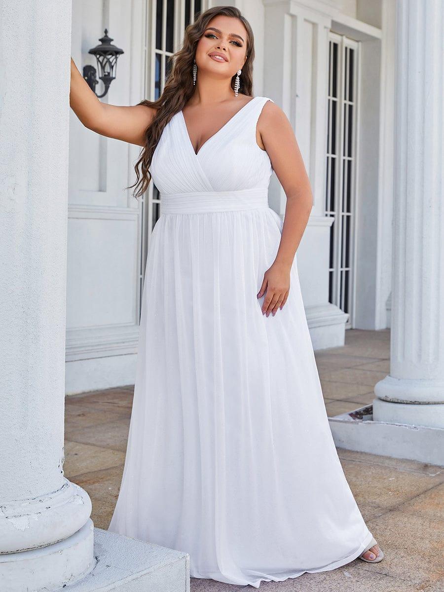 Trendy Plus Size V-Neck Floor-Length Evening Dresses