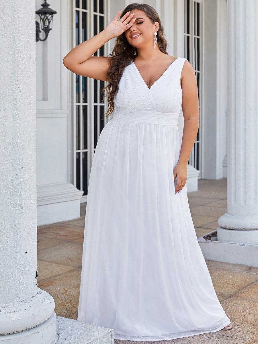 Trendy Plus Size V-Neck Floor-Length Evening Dresses