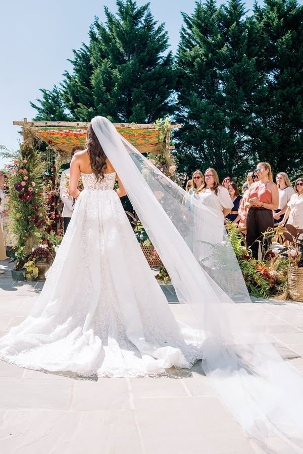 Exquisite Strapless Lace A-Line Long Wedding Dresses
