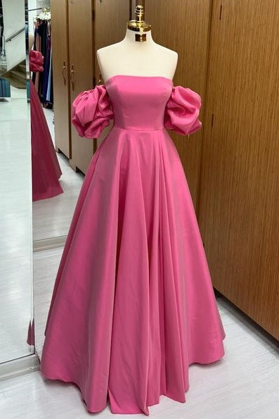 Fabulous Off-The-Shoulder A-Line Satin Prom Dresses