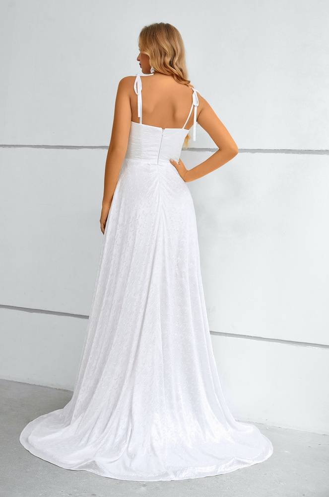 Elegant Sweep Train Wedding Dresses sleeveless with Slit