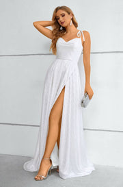 Elegant Sweep Train Wedding Dresses sleeveless with Slit