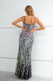 Sweetheart Ankle-Length Sequined Sheath Dresses with Slit