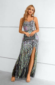 Sweetheart Ankle-Length Sequined Sheath Dresses with Slit