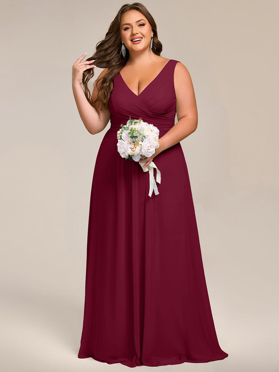 Delicate Sleeveless V-Neck A-Line Chiffon Bridesmaid Dress