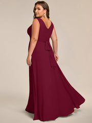 Delicate Sleeveless V-Neck A-Line Chiffon Bridesmaid Dress