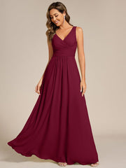 Delicate Sleeveless V-Neck A-Line Chiffon Bridesmaid Dress