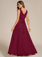 Delicate Sleeveless V-Neck A-Line Chiffon Bridesmaid Dress