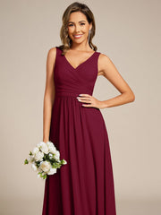 Delicate Sleeveless V-Neck A-Line Chiffon Bridesmaid Dress