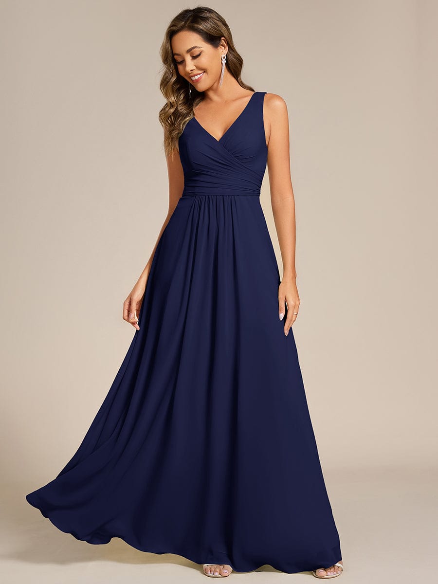 Delicate Sleeveless V-Neck A-Line Chiffon Bridesmaid Dress