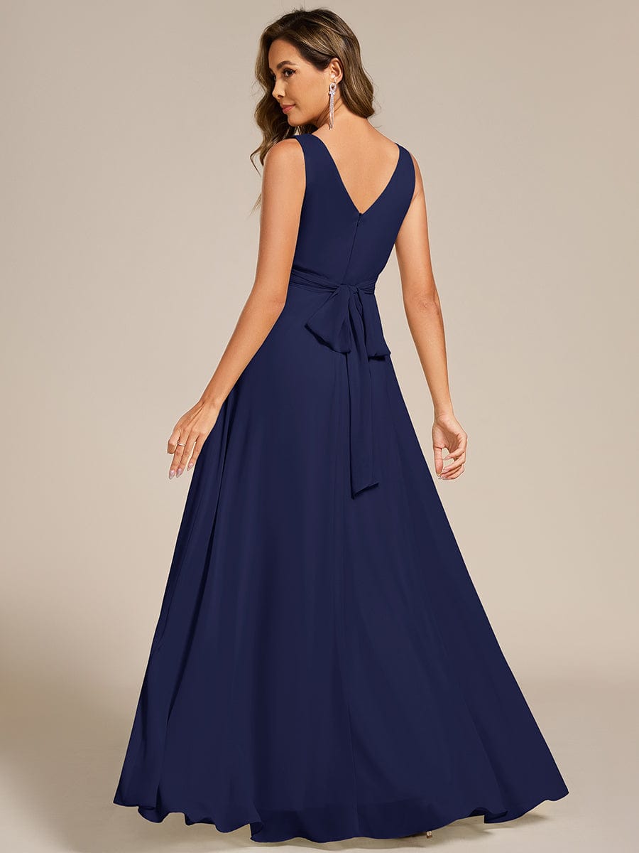Delicate Sleeveless V-Neck A-Line Chiffon Bridesmaid Dress