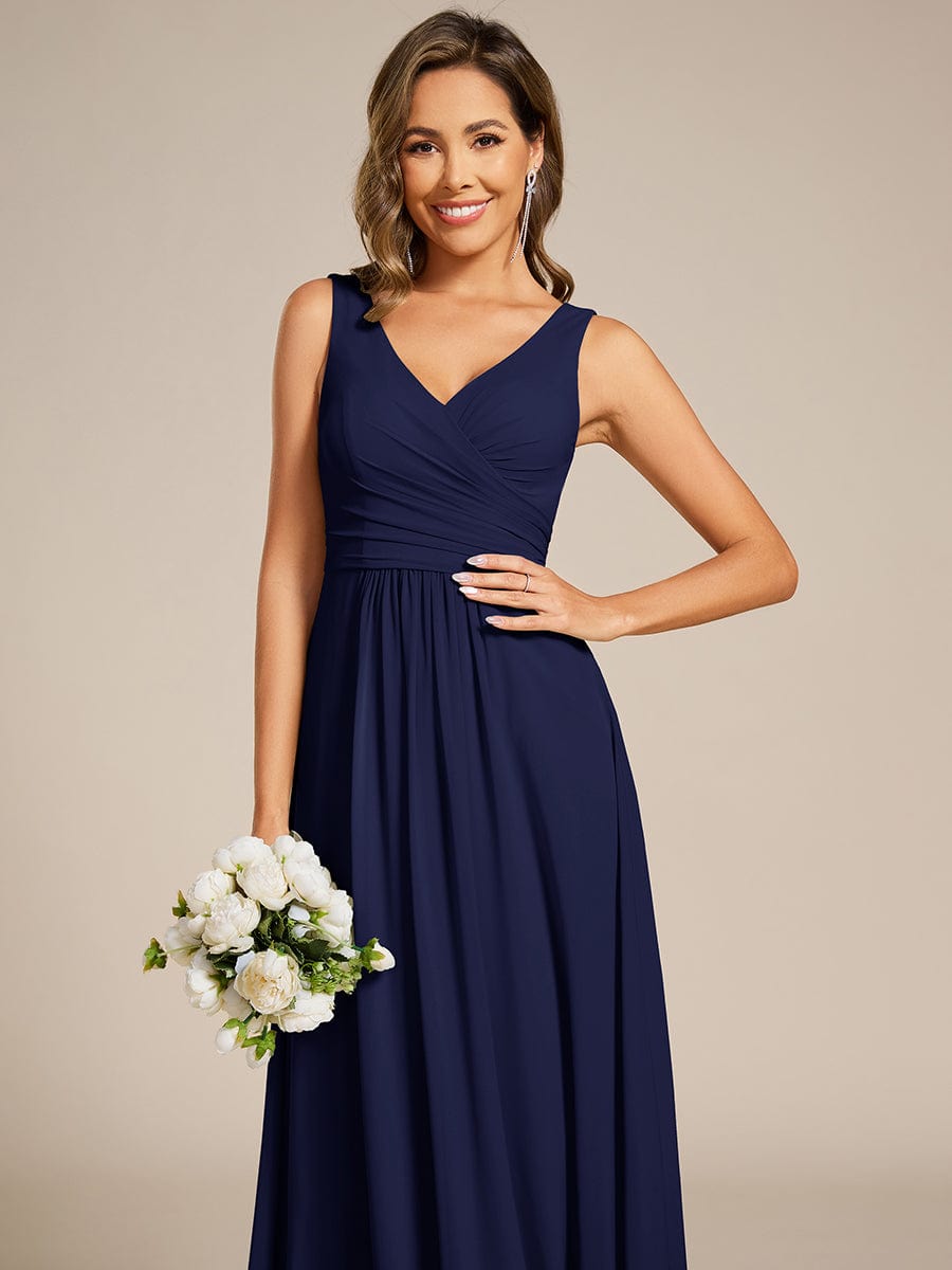 Delicate Sleeveless V-Neck A-Line Chiffon Bridesmaid Dress