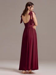 Romantic Chiffon Sweetheart A-Line Bow Tie Backless Bridesmaid Dress