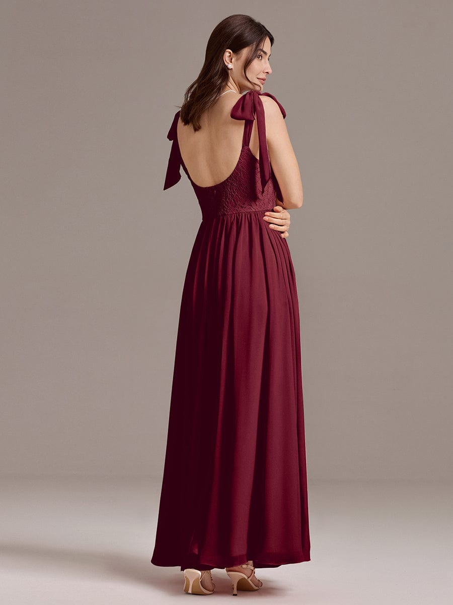 Romantic Chiffon Sweetheart A-Line Bow Tie Backless Bridesmaid Dress
