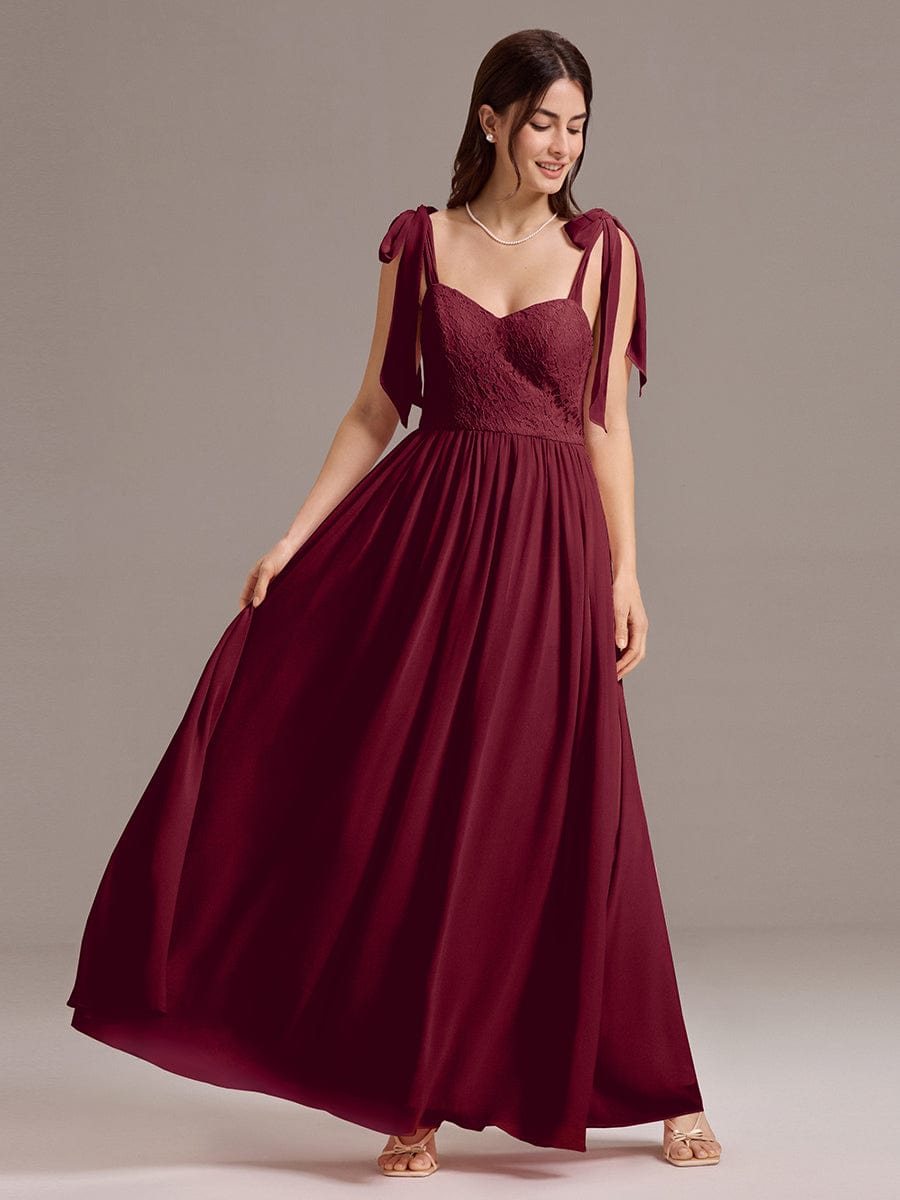 Romantic Chiffon Sweetheart A-Line Bow Tie Backless Bridesmaid Dress