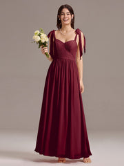 Romantic Chiffon Sweetheart A-Line Bow Tie Backless Bridesmaid Dress