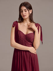 Romantic Chiffon Sweetheart A-Line Bow Tie Backless Bridesmaid Dress