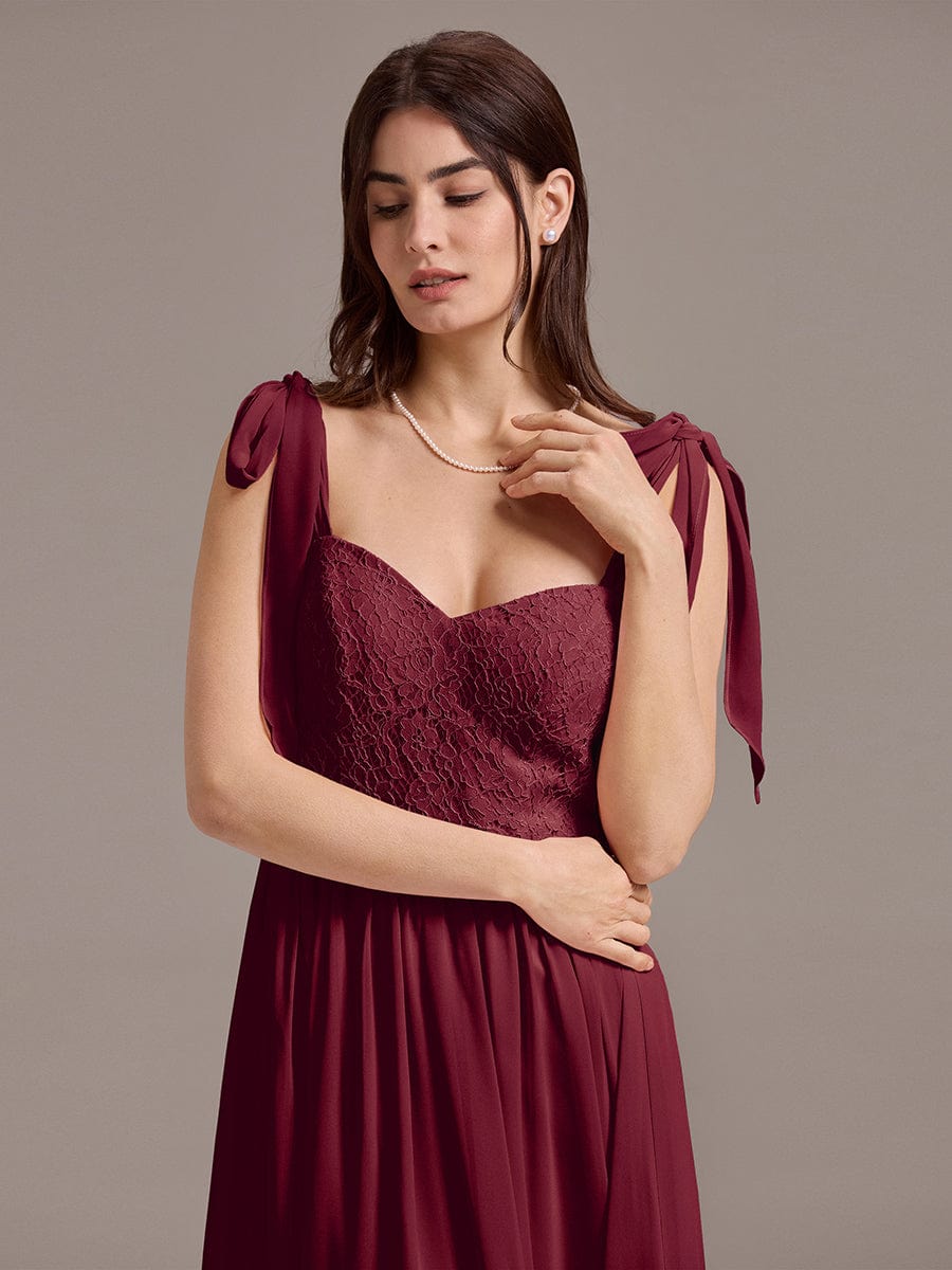Romantic Chiffon Sweetheart A-Line Bow Tie Backless Bridesmaid Dress