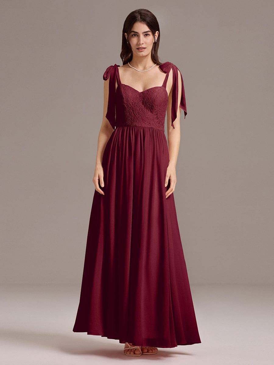 Romantic Chiffon Sweetheart A-Line Bow Tie Backless Bridesmaid Dress