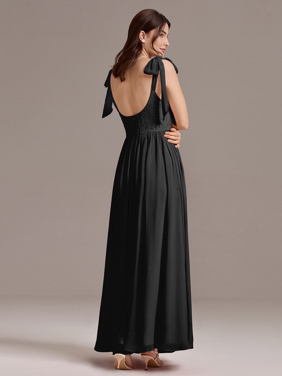 Romantic Chiffon Sweetheart A-Line Bow Tie Backless Bridesmaid Dress