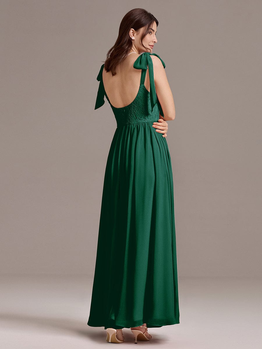 Romantic Chiffon Sweetheart A-Line Bow Tie Backless Bridesmaid Dress