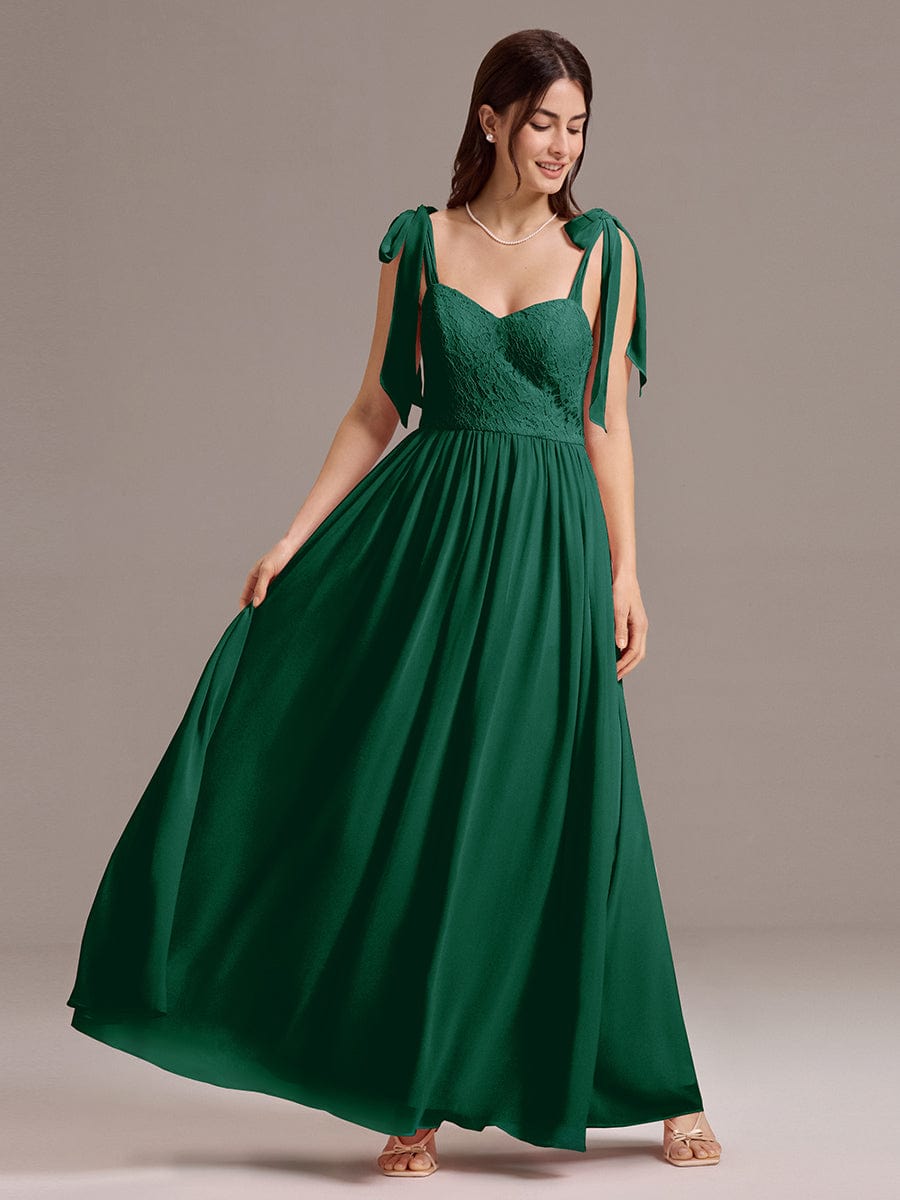 Romantic Chiffon Sweetheart A-Line Bow Tie Backless Bridesmaid Dress