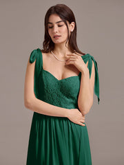 Romantic Chiffon Sweetheart A-Line Bow Tie Backless Bridesmaid Dress