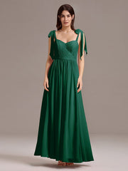 Romantic Chiffon Sweetheart A-Line Bow Tie Backless Bridesmaid Dress