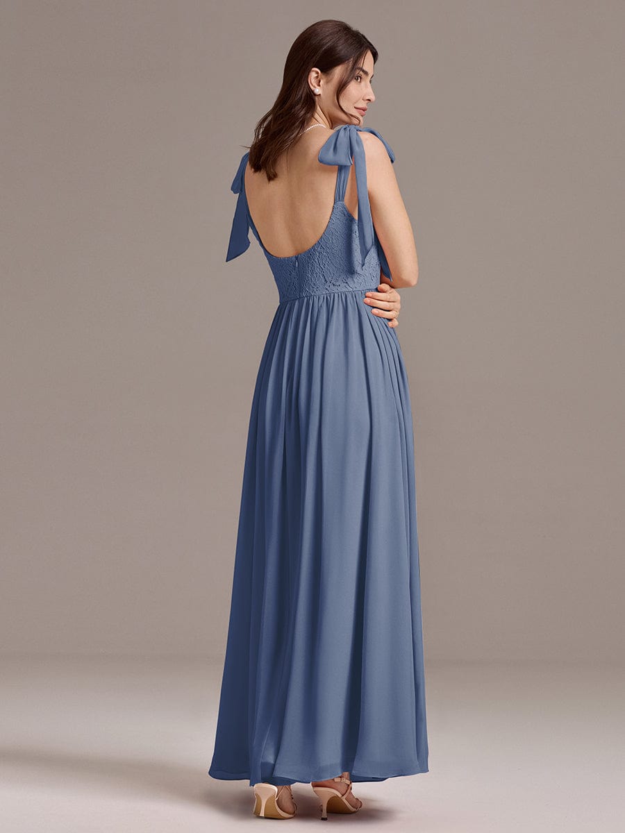 Romantic Chiffon Sweetheart A-Line Bow Tie Backless Bridesmaid Dress