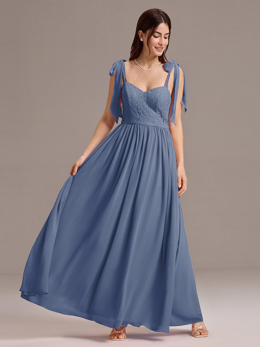 Romantic Chiffon Sweetheart A-Line Bow Tie Backless Bridesmaid Dress