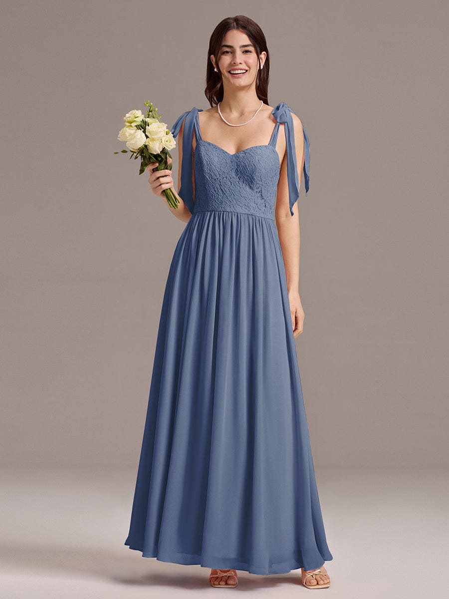 Romantic Chiffon Sweetheart A-Line Bow Tie Backless Bridesmaid Dress