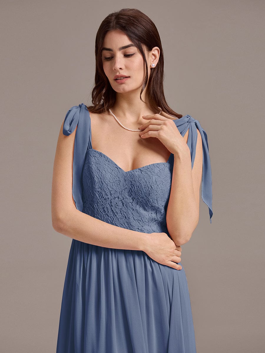 Romantic Chiffon Sweetheart A-Line Bow Tie Backless Bridesmaid Dress