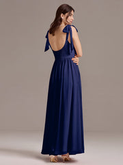 Romantic Chiffon Sweetheart A-Line Bow Tie Backless Bridesmaid Dress