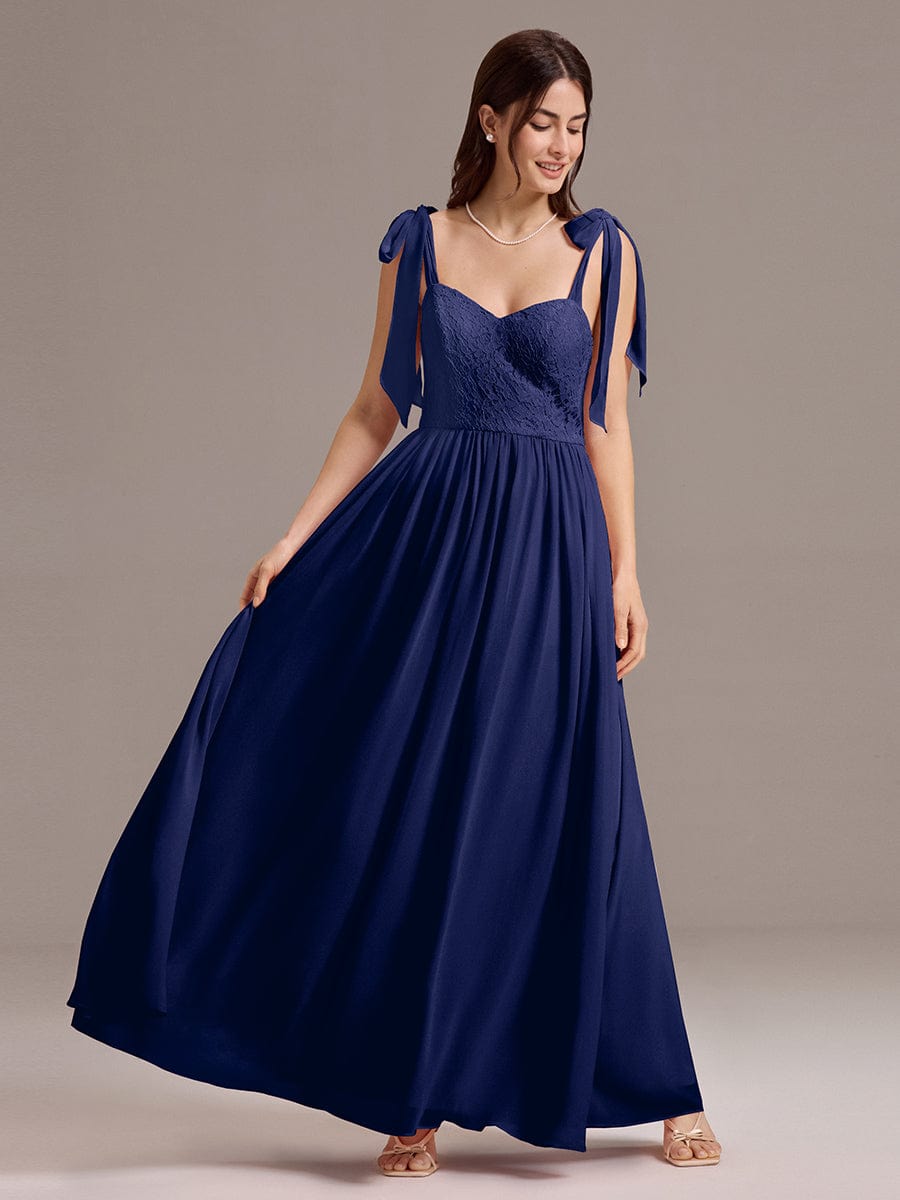 Romantic Chiffon Sweetheart A-Line Bow Tie Backless Bridesmaid Dress