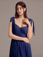 Romantic Chiffon Sweetheart A-Line Bow Tie Backless Bridesmaid Dress