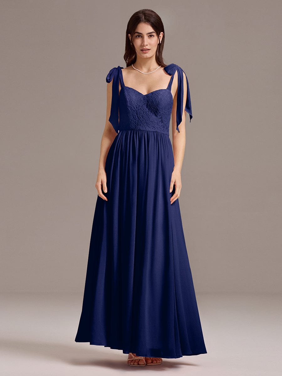Romantic Chiffon Sweetheart A-Line Bow Tie Backless Bridesmaid Dress